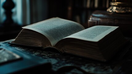 Obraz premium A closed book sits atop a table, ready for reading