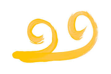 Hand drawn yellow brush stroke isolated on transparent background.