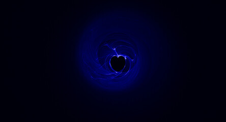 dark background with heart illustration made with thin lines abstract and artistic feel