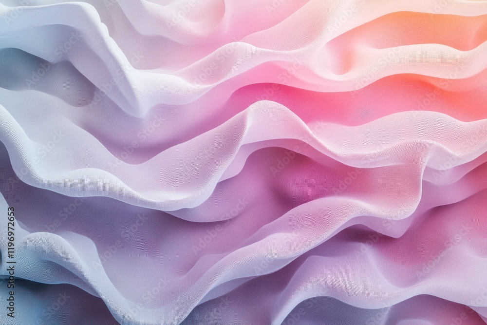 Poster Soft fabric drapes with flowing textures and gentle color gradients in abstract design