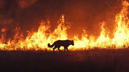 Wildfire threatening wildlife forested area nature scene fiery environment dramatic viewpoint conservation concerns