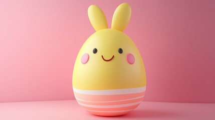 a 3d cute easter egg with happy smile