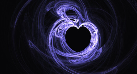 dark background with heart illustration made with thin lines abstract and artistic feel
