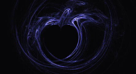 dark background with heart illustration made with thin lines abstract and artistic feel