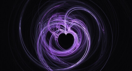 dark background with heart illustration made with thin lines abstract and artistic feel