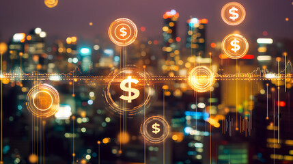 Obraz premium Dynamic 3D Concepts of Global Investing, Market Growth, and Business Innovation