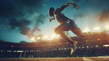 olympic athlete running in a competition