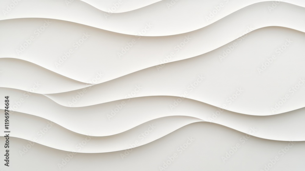 Poster abstract geometric white waves flowing softly, generating minimalist elegant background highlighting