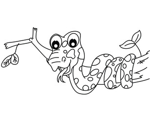 Cute cartoon hand vector snake coloring page.