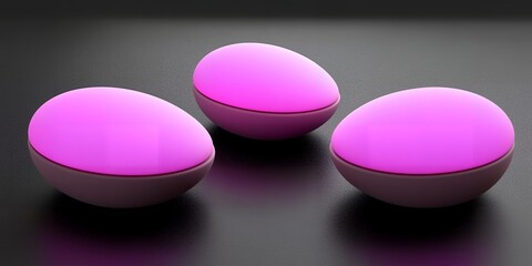 Three Modern Pink LED Mood Lights on Dark Surface Illuminated Oval Shaped Home Decor