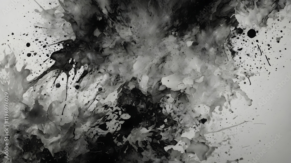 Poster abstract monochrome ink splash creating an impactful artistic effect