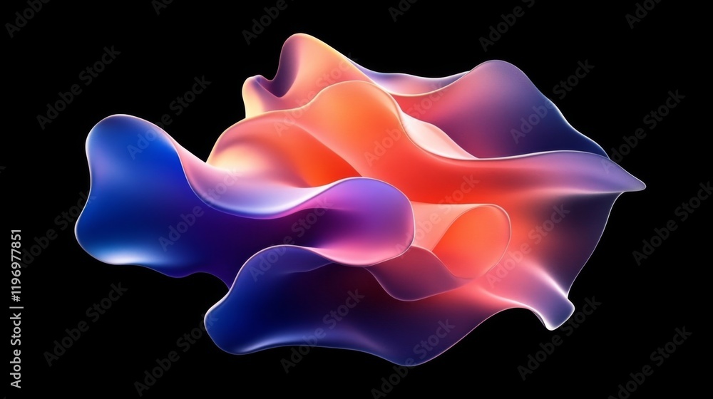Fototapete Colorful wave patterns with gradient effects, creating fluid, dynamic lines across a black background for a sleek, futuristic look