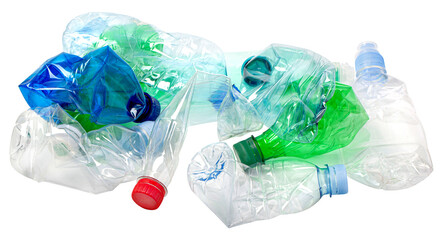 Crumpled empty plastic bottles