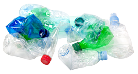 Crumpled empty plastic bottles