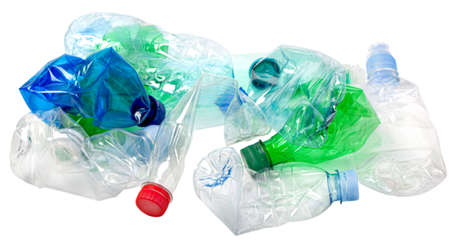 Crumpled empty plastic bottles