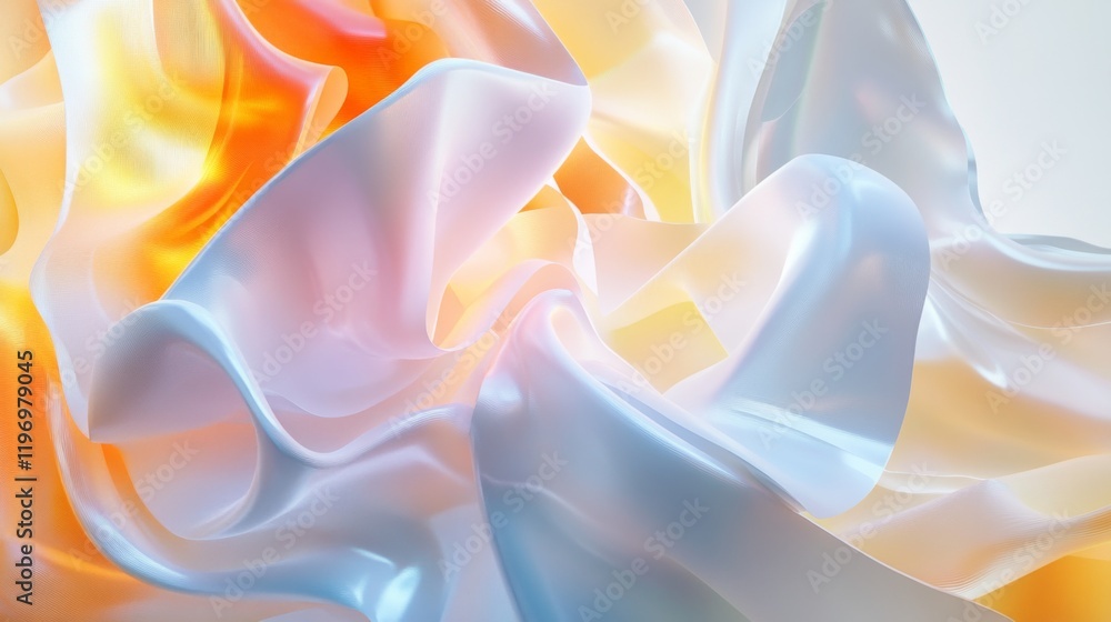 Poster gradient-filled polygons with smooth lines and subtle shadows, arranged to create a modern, abstract