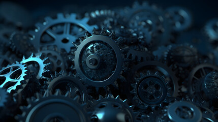 a bunch of gears with a blue background