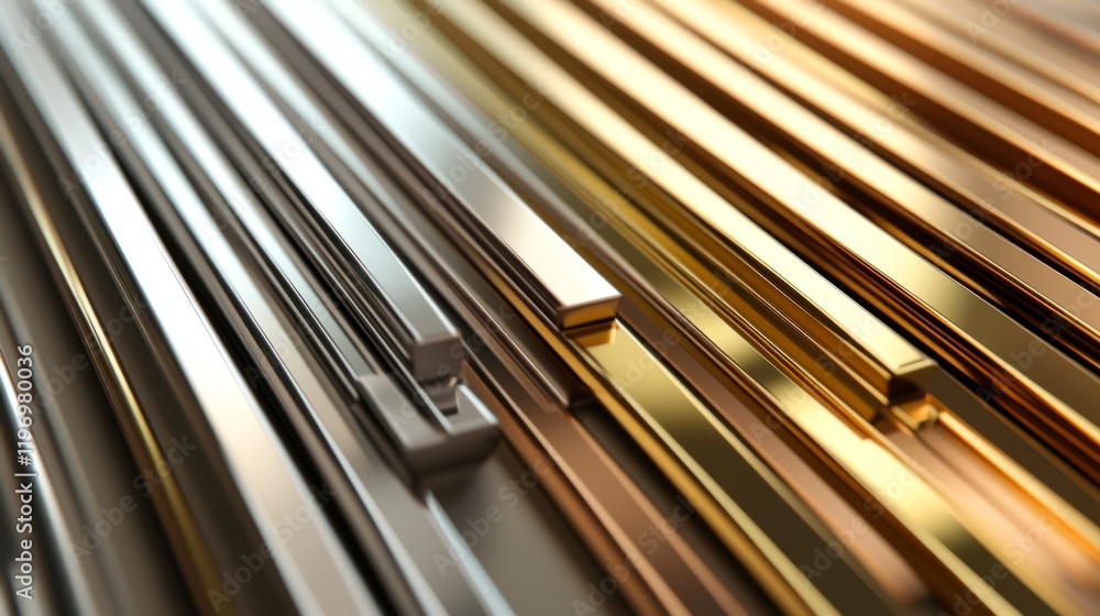 Poster metallic d bar graph with gold, silver, and bronze bars, arranged in a staggered pattern for a premi