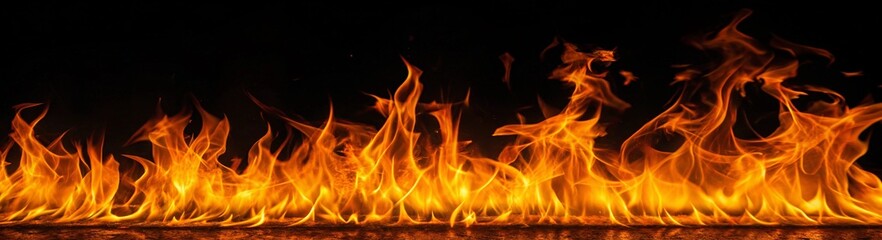Fire flames on black background