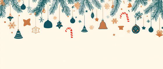 Luxurious Christmas and Holiday Promotion Banner with Elegant Ornaments, for Tags, Posters, and Banners with Ample Space for Custom Text Overlay