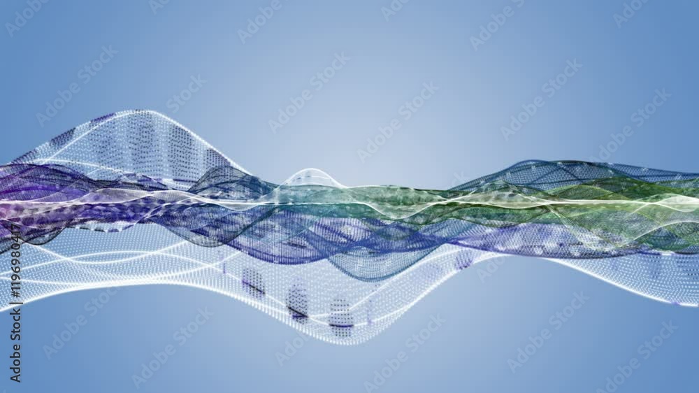 Aufkleber fantastic video animation with particle wave object in slow motion and space for text, 4096x2304 loo