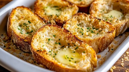 Perfectly toasted bread with a pat of melting butter, lightly toasted edges, and golden crumbs on a simple white dish for a minimalist look