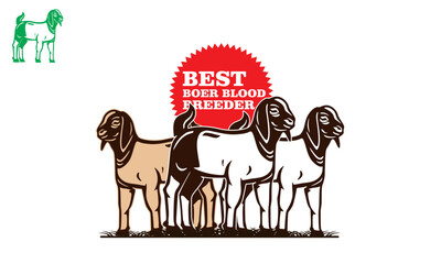 young boer goat standing at farm logo silhouette of great ram vector illustrations