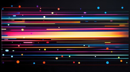 Vibrant Abstract Graphic with Colorful Lines and Dots on a Black Background for Creative Projects, Digital Art, and Modern Designs