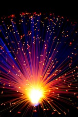 background made of lights and optical fibers red