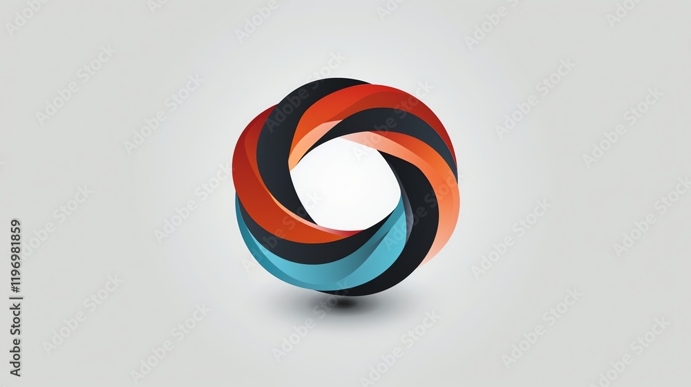 Poster an abstract design of a multi-colored circle on a gray background.