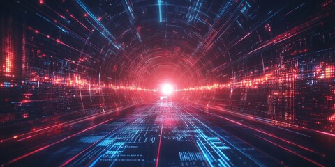 2d illustration Abstract futuristic electronic circuit technology background, Generative AI