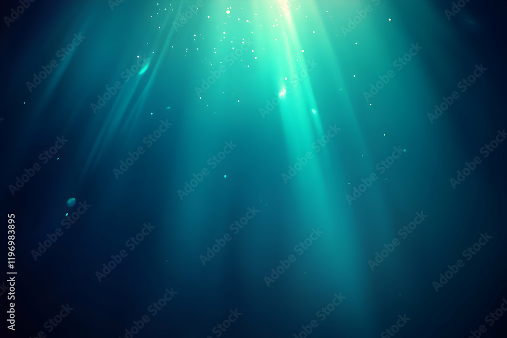Aufkleber enchanting underwater scene with light rays penetrating the deep ocean, creating a mystical and sere