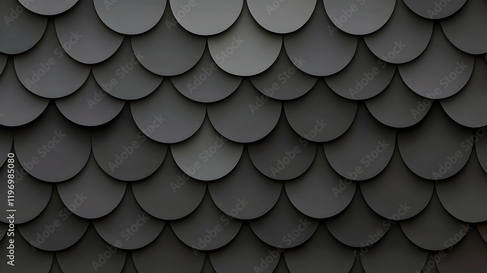 Poster abstract dark grey overlapping circles creating a seamless texture, ideal for backgrounds or design 