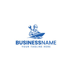 yacht ship mechanic logo design