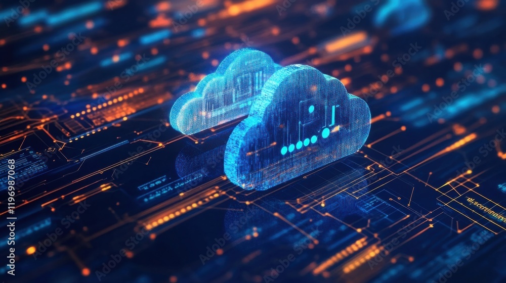 Poster a cloud with a face on it on a circuit