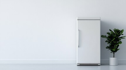 A sleek, modern mini refrigerator with empty shelves