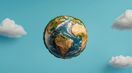 A photostock of a vibrant image of planet Earth with realistic textures, placed neatly on a clean white background, symbolizing global themes. High Quality