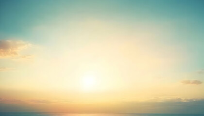 Fototapeta premium Serene sunset over calm ocean; pastel sky, soft light, peaceful atmosphere, dreamy mood, tranquil background.