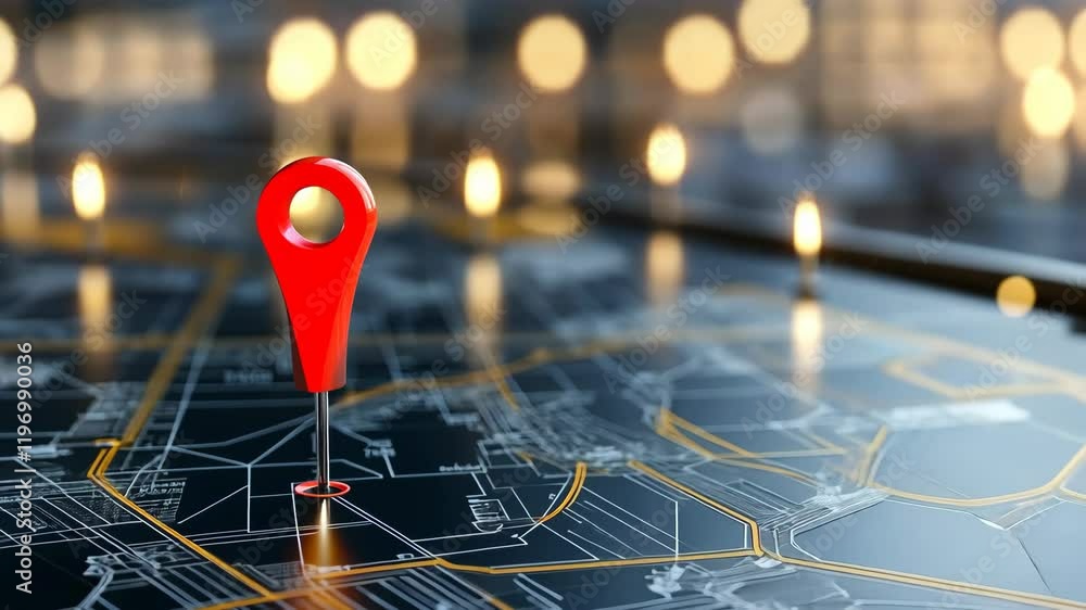 Poster exploring a city using a digital map enhanced by a bright location marker for easy navigation and di