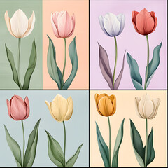 Fototapeta premium Creative Seamless Pattern 2D Doodle Floral Illustrations for wallpaper, card, tile.