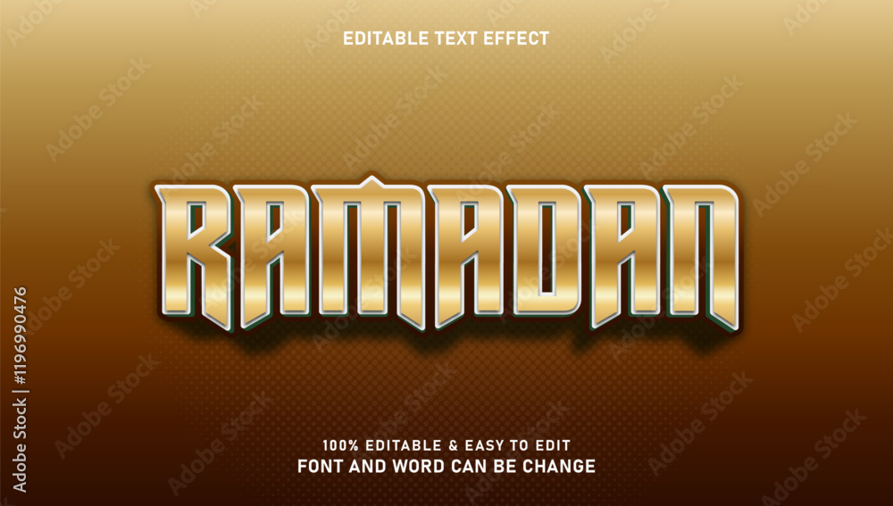 Poster ramadan text effect with gold color that can be edited