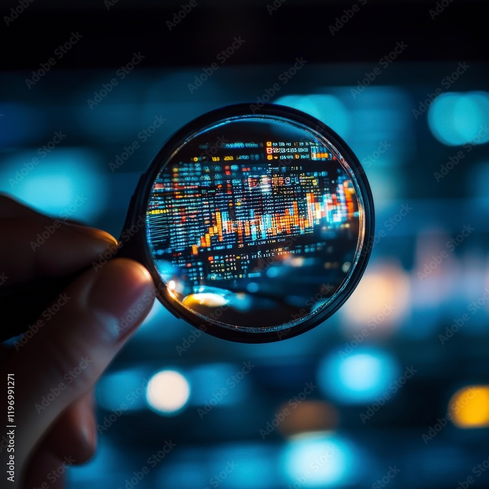 Leinwandbilder Analyzing business data trends modern office infographic style digital environment close-up data visualization techniques