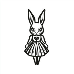 Obraz premium Niedlicher, stilisierter Hase in Kleid, zeichnet ein spielerisches Design