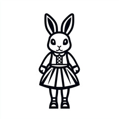 Obraz premium Niedlicher, stilisierter Hase in Kleid, zeichnet ein spielerisches Design