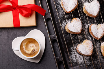Delightful homemade heart-shaped cookies, perfectly crafted for Valentines Day