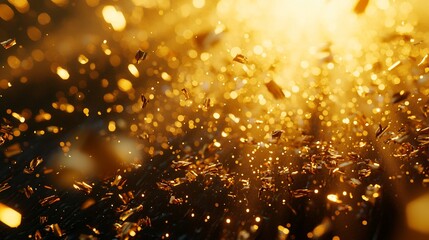 Fototapeta premium Golden confetti explosion, celebratory background.