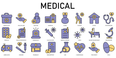 Fototapeta premium Set of Medical Icons or symbols Vector fully editable file 