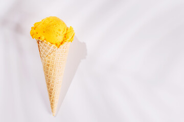 A refreshing ice cream cone set against a white background