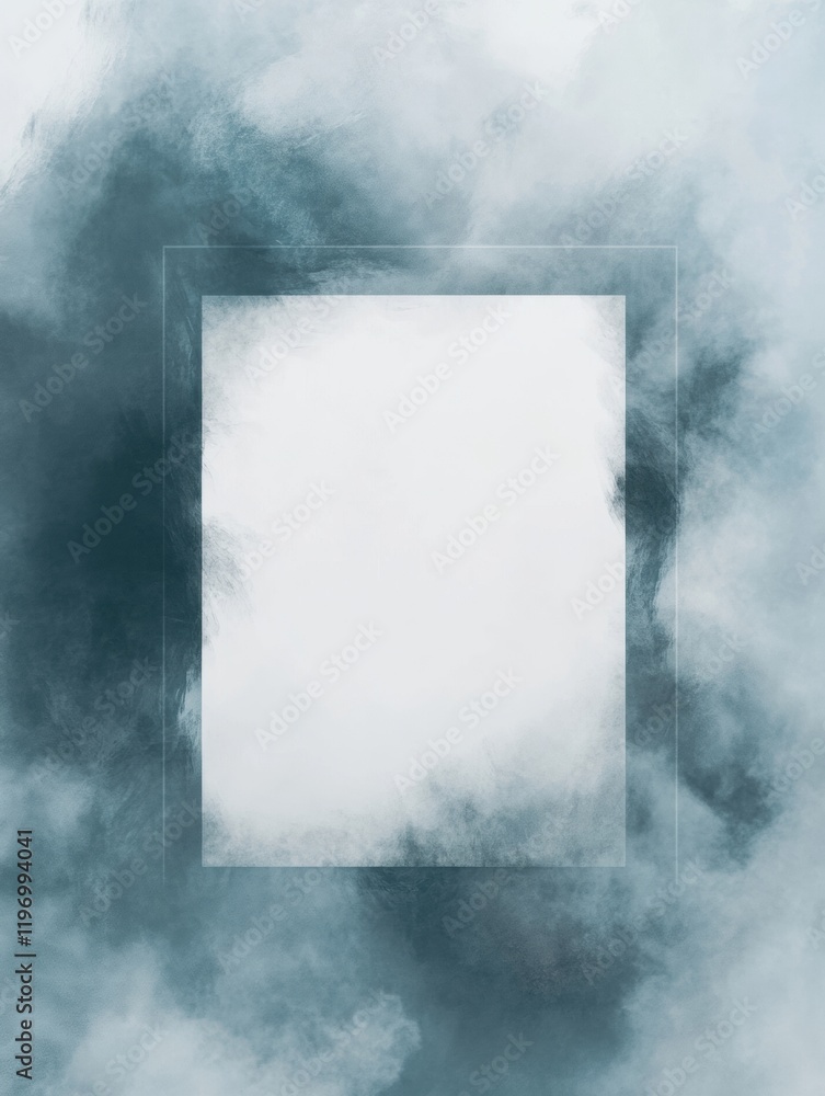 Aufkleber Create your message within a customizable blank space amid soft, flowing clouds in shades of blue and white. Generative AI