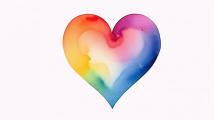 Colorful heart painted with watercolors, eternal love, valentine's day